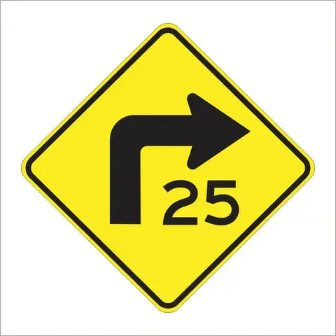 W1-1A Turn With A Mph Sign 1