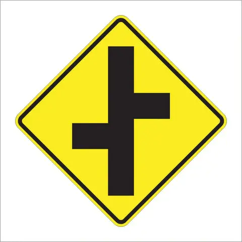 W2-7L Left Offset Side Roads Symbol Sign 1