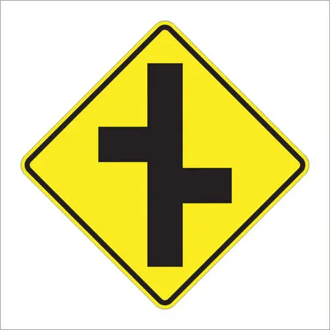 W2-7R Right Offset Side Roads Symbol Sign 1