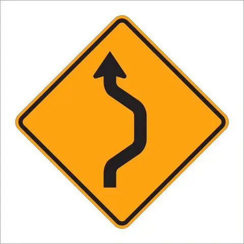 W24-1 Double Reverse Curve (1 Lane) Sign 1
