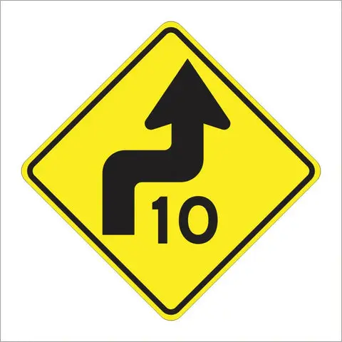 W4-1 (Ca) Combination Turn And Speed Symbol Sign 1