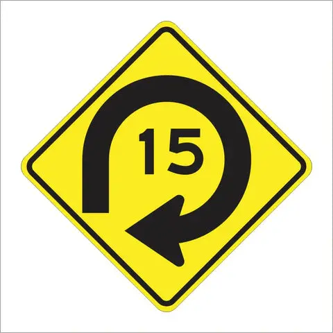 W4-14 (Ca) Combination Turn With Advisory Speed Sign 1