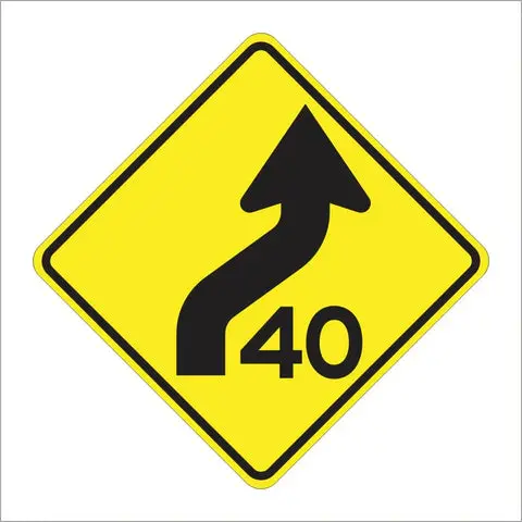 W4-18 (Ca) Combination Curve With Advisory Speed Sign 1