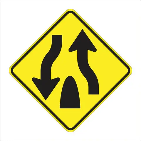W6-2 Divided Highway Ends Symbol Sign 1