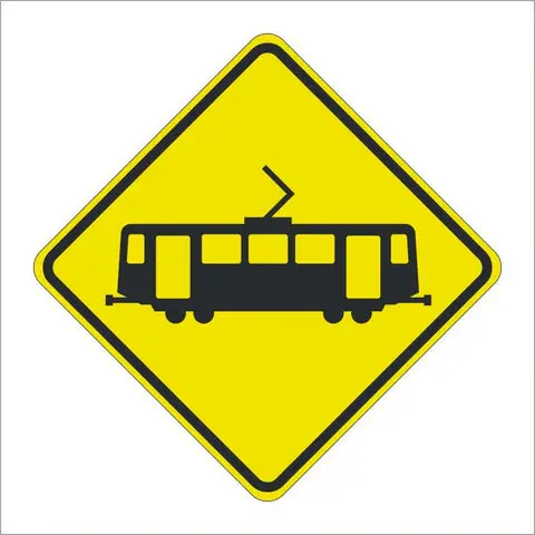 W82 (Ca) Light Rail/Transit Crossing Symbol Sign 1