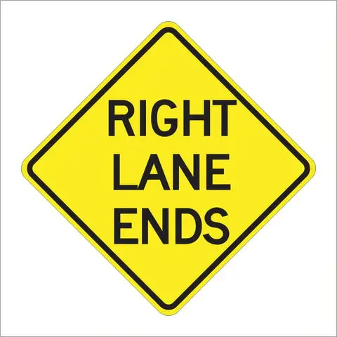 W9-1 Right Lane Ends Sign 1