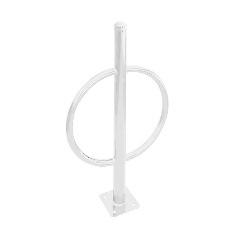 White Commercial Post And Ring Bike Rack - Surface Mount (2 Bike Capacity) 1