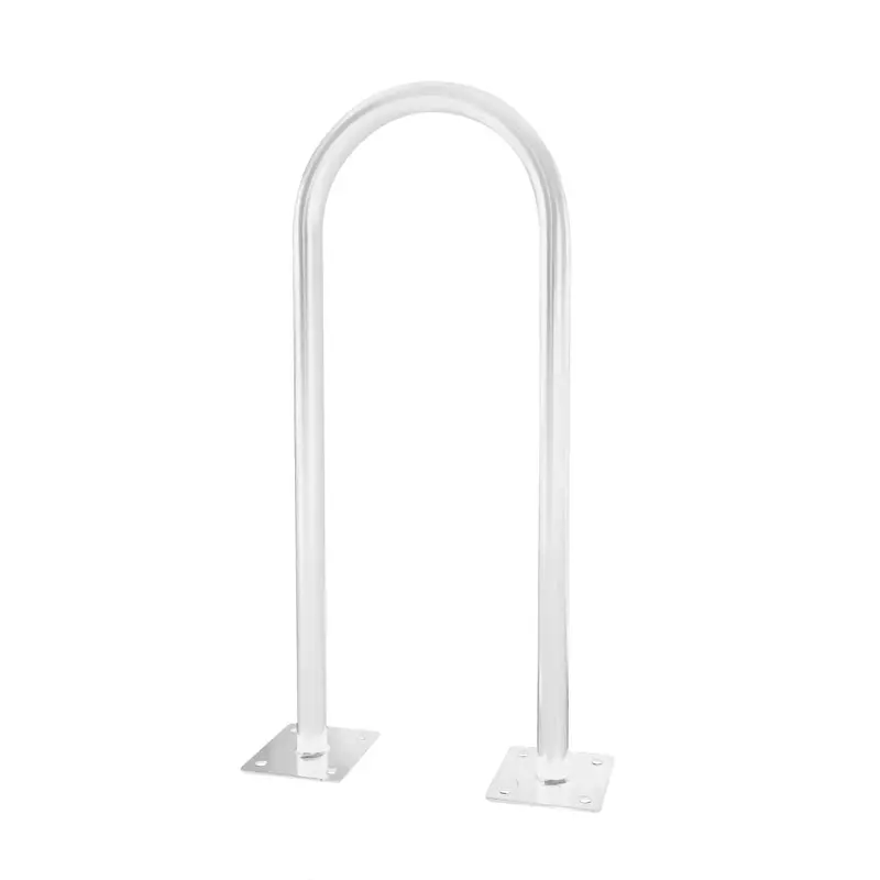 White U Shape Outdoor Bike Rack | Single Loop Commercial Bike Stand (2-3 Capacity) 1