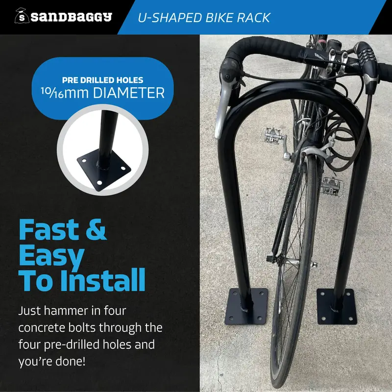White U Shape Outdoor Bike Rack | Single Loop Commercial Bike Stand (2-3 Capacity) 5