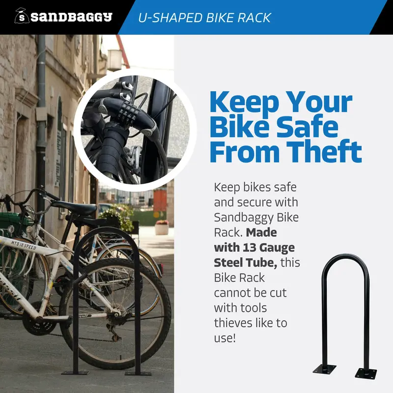 White U Shape Outdoor Bike Rack | Single Loop Commercial Bike Stand (2-3 Capacity) 6