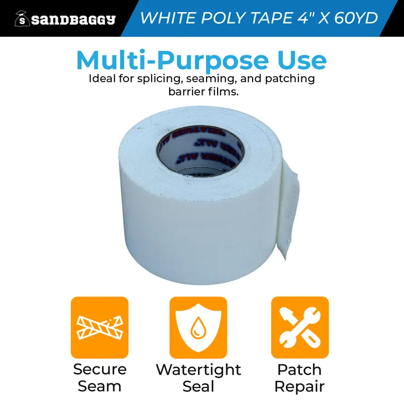 White Vapor Barrier Tape – 4" X 60 Yd, 9 Mil Polyethylene - Usa Made 4