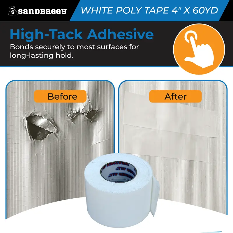 White Vapor Barrier Tape – 4" X 60 Yd, 9 Mil Polyethylene - Usa Made 7