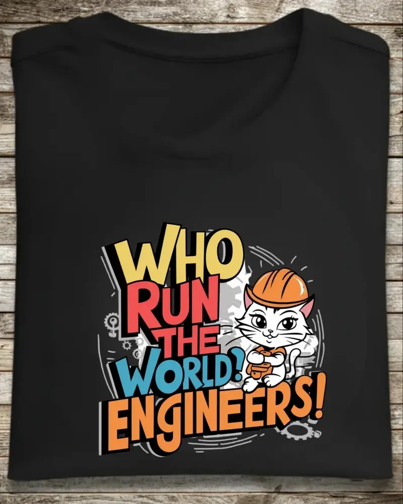 Who Runs The World Engineer Cotton T-Shirt 1