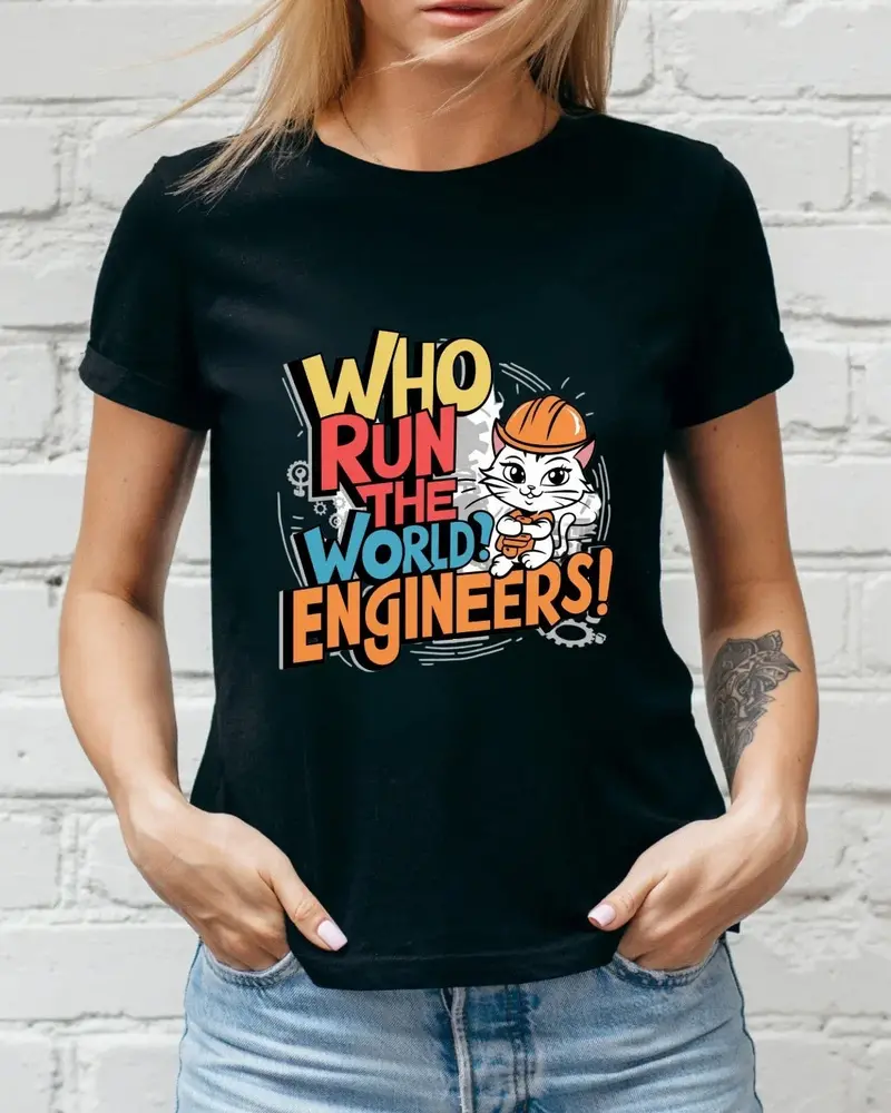 Who Runs The World Engineer Cotton T-Shirt 3