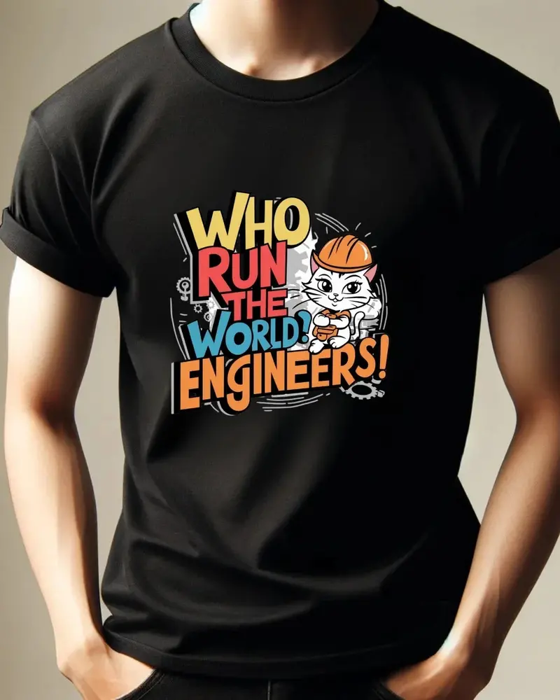 Who Runs The World Engineer Cotton T-Shirt 4