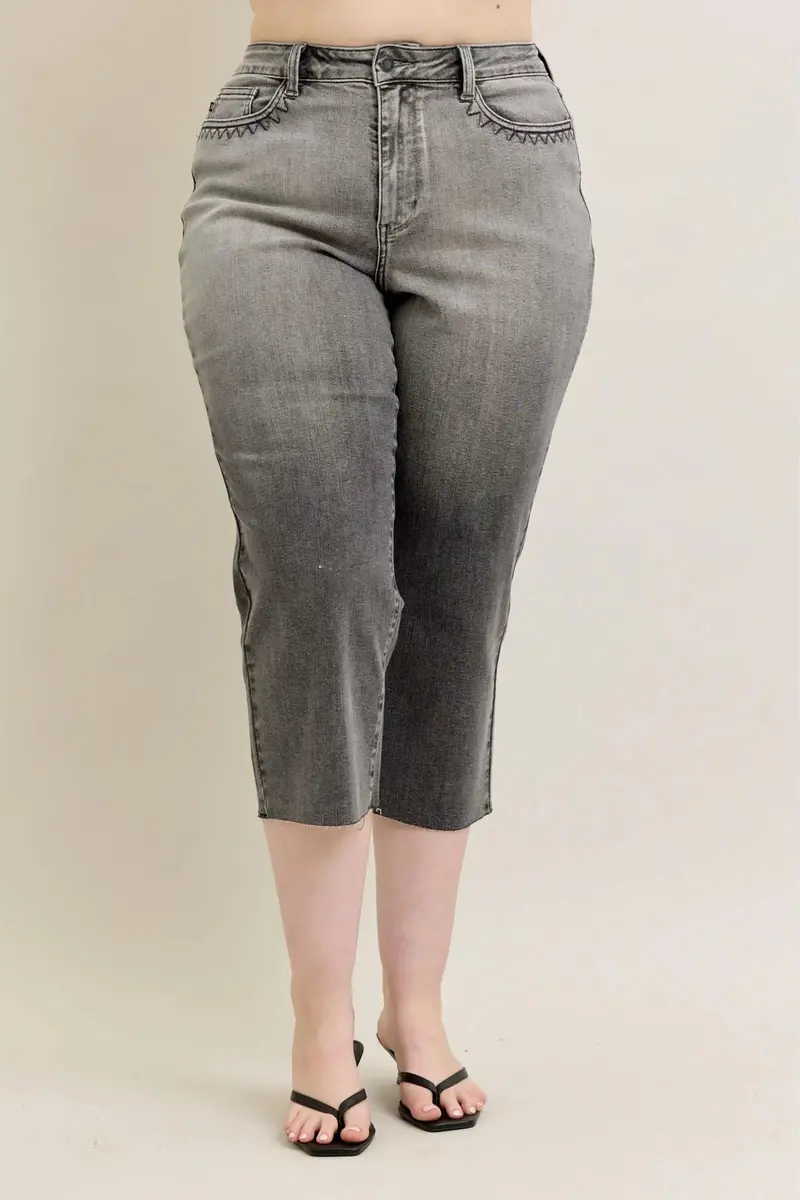 Wide Leg Capris Jeans Plus Size 4