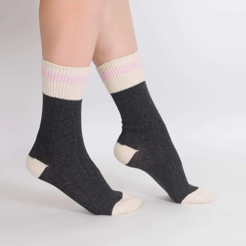 Women's 2Pk Cotton Work Socks - Grey 1