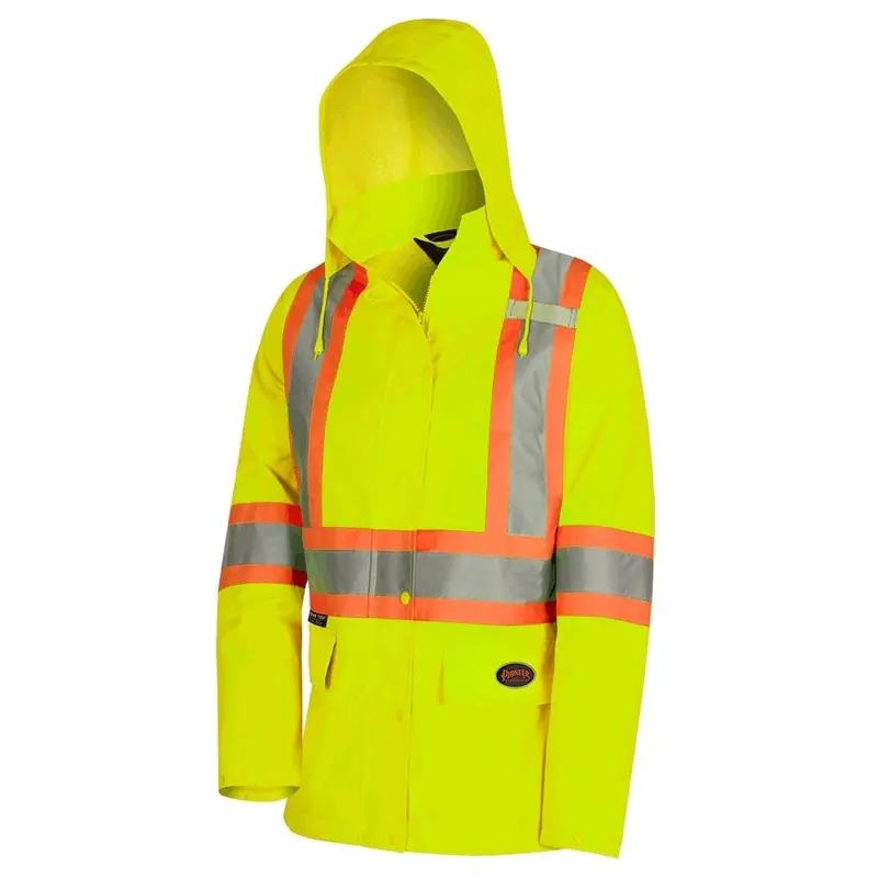 Women's Pioneer High-Visibility Waterproof Rain Work Jacket 5628W - Yellow 1