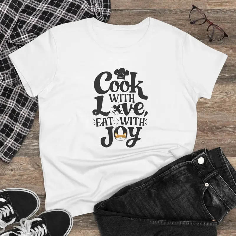 Womens Tshirt Cook With Love Eat With Joy Women Graphic Tee 2