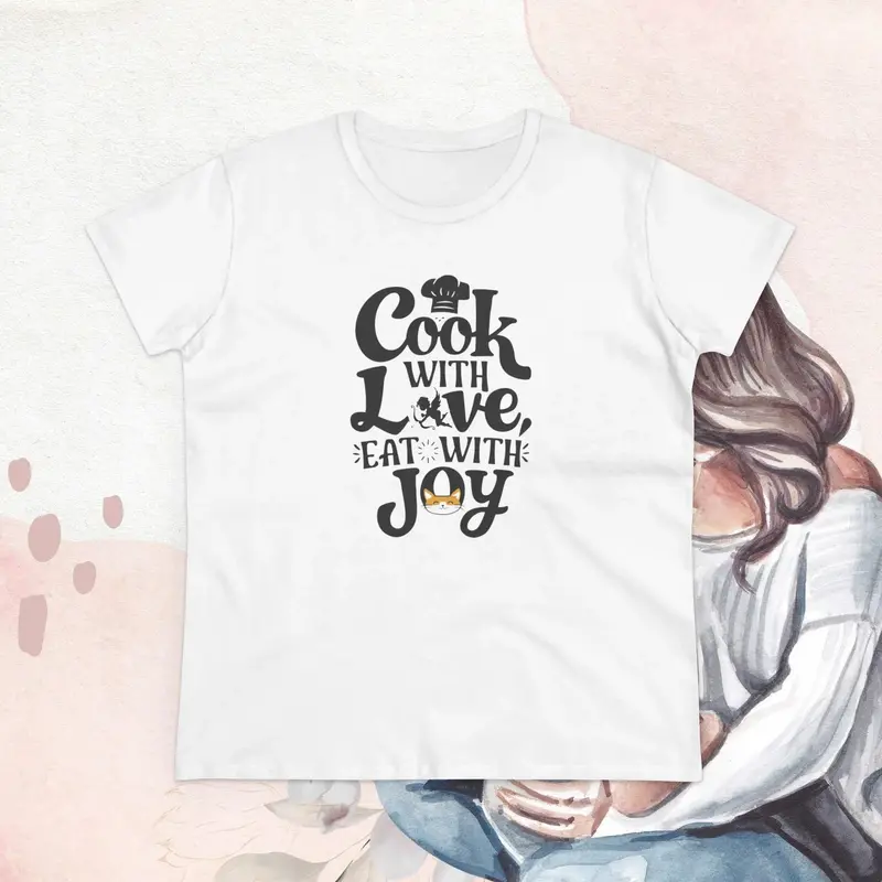 Womens Tshirt Cook With Love Eat With Joy Women Graphic Tee 4
