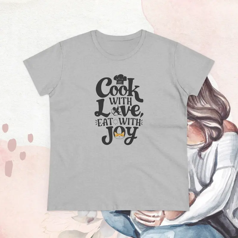 Womens Tshirt Cook With Love Eat With Joy Women Graphic Tee 8