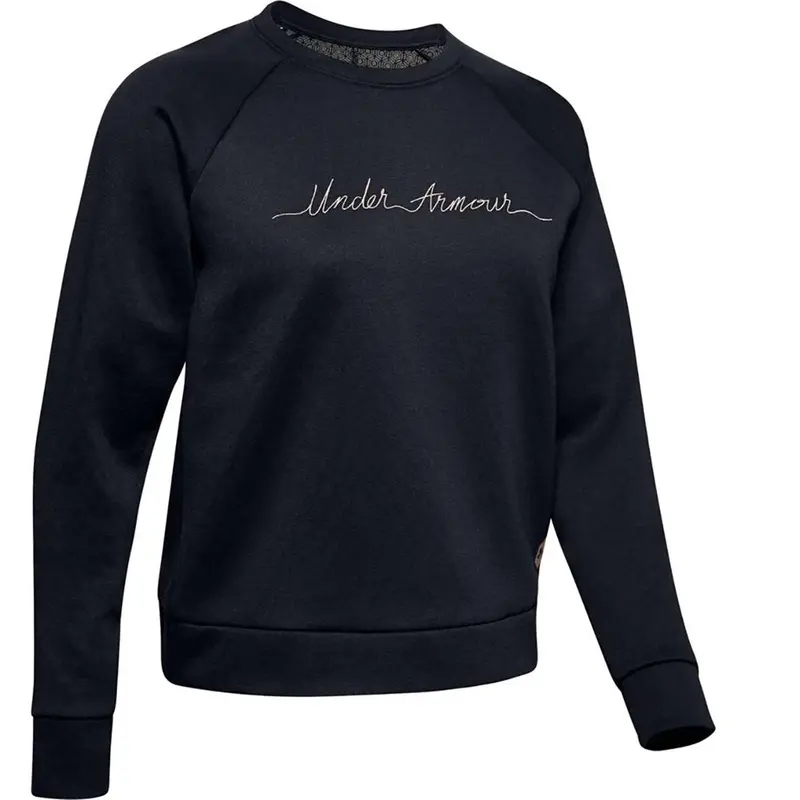 Women’S Ua Recovery Fleece Script Sweater Crew 1344169-001 1