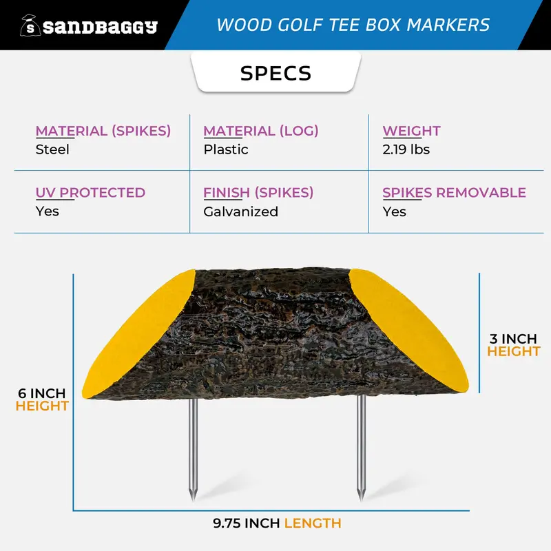 Wood Golf Tee Box Marker - Uv Protected (Yellow) 2