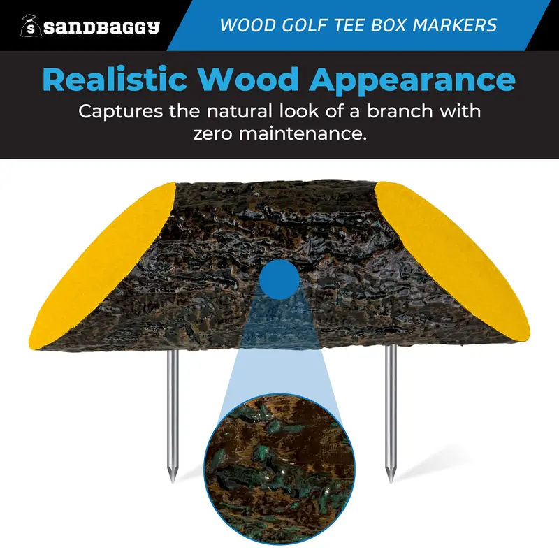 Wood Golf Tee Box Marker - Uv Protected (Yellow) 4