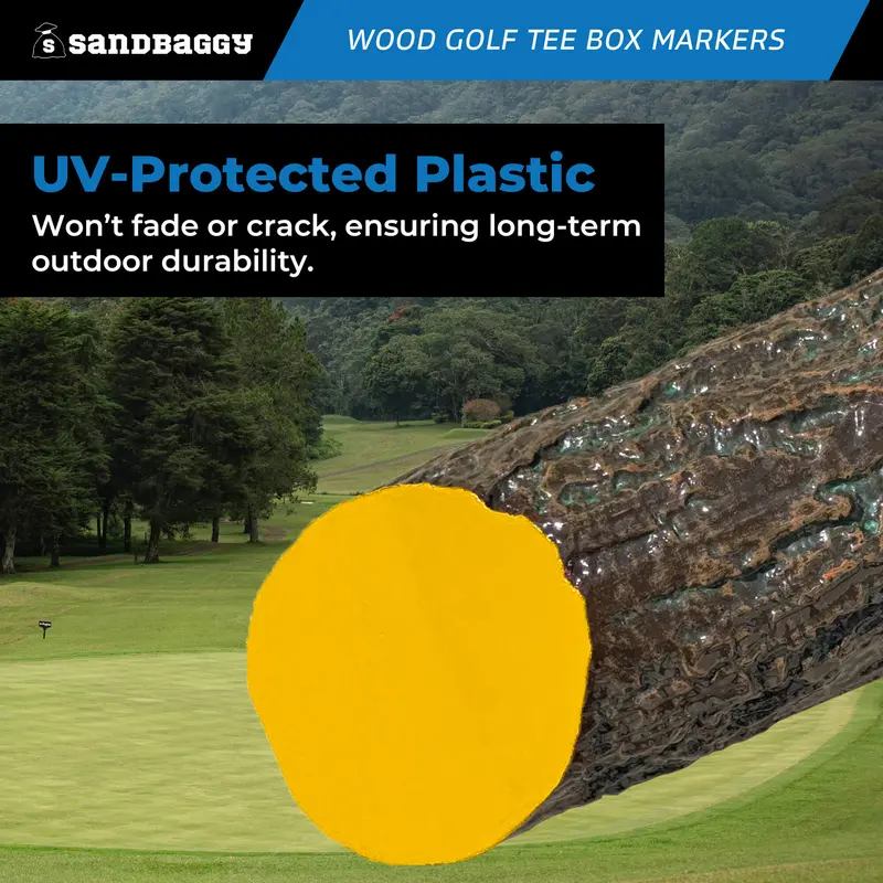 Wood Golf Tee Box Marker - Uv Protected (Yellow) 5