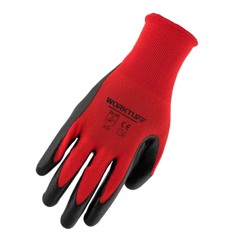 Worktuff Polyester Nitrile Coated Gloves 51185 - Red 3-Pack 1