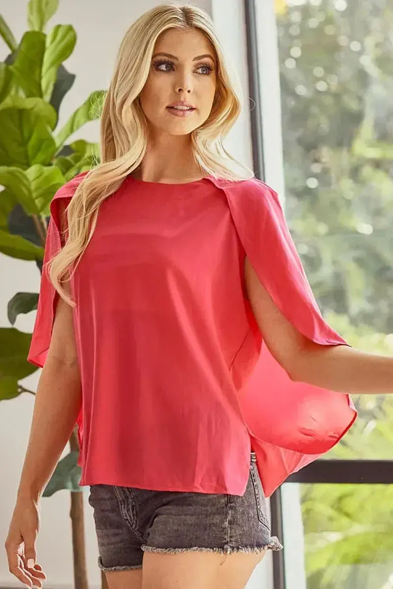 Woven Top With Fold Over Back Detail 1