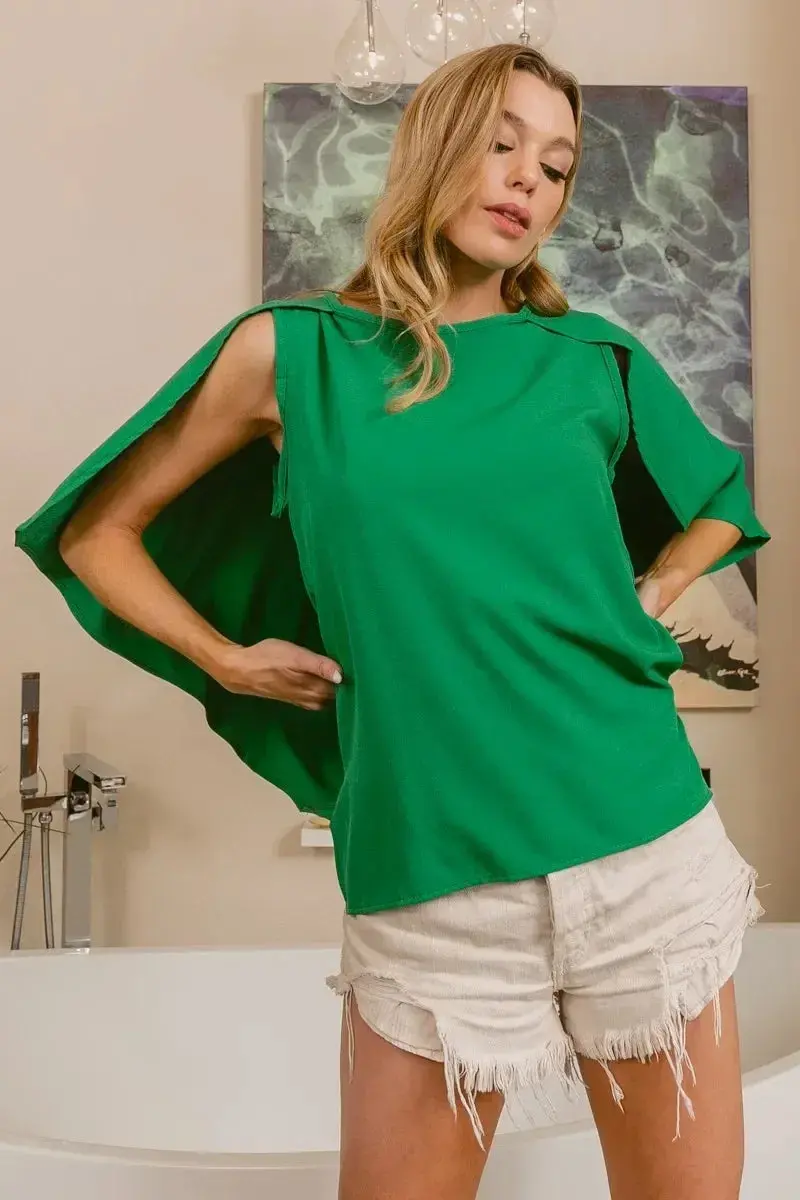 Woven Top With Fold Over Back Detail 1