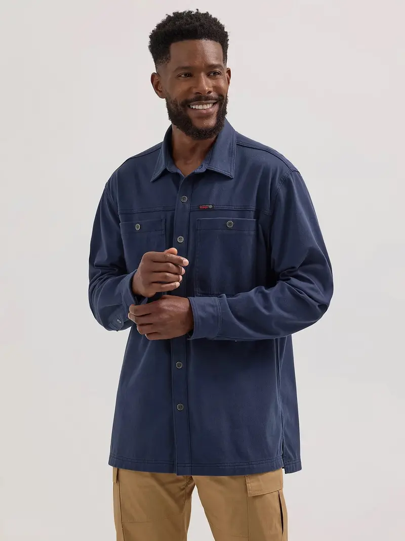 Wrangler Atg Men's Knit Button-Down Long Sleeve Work Shirt 1