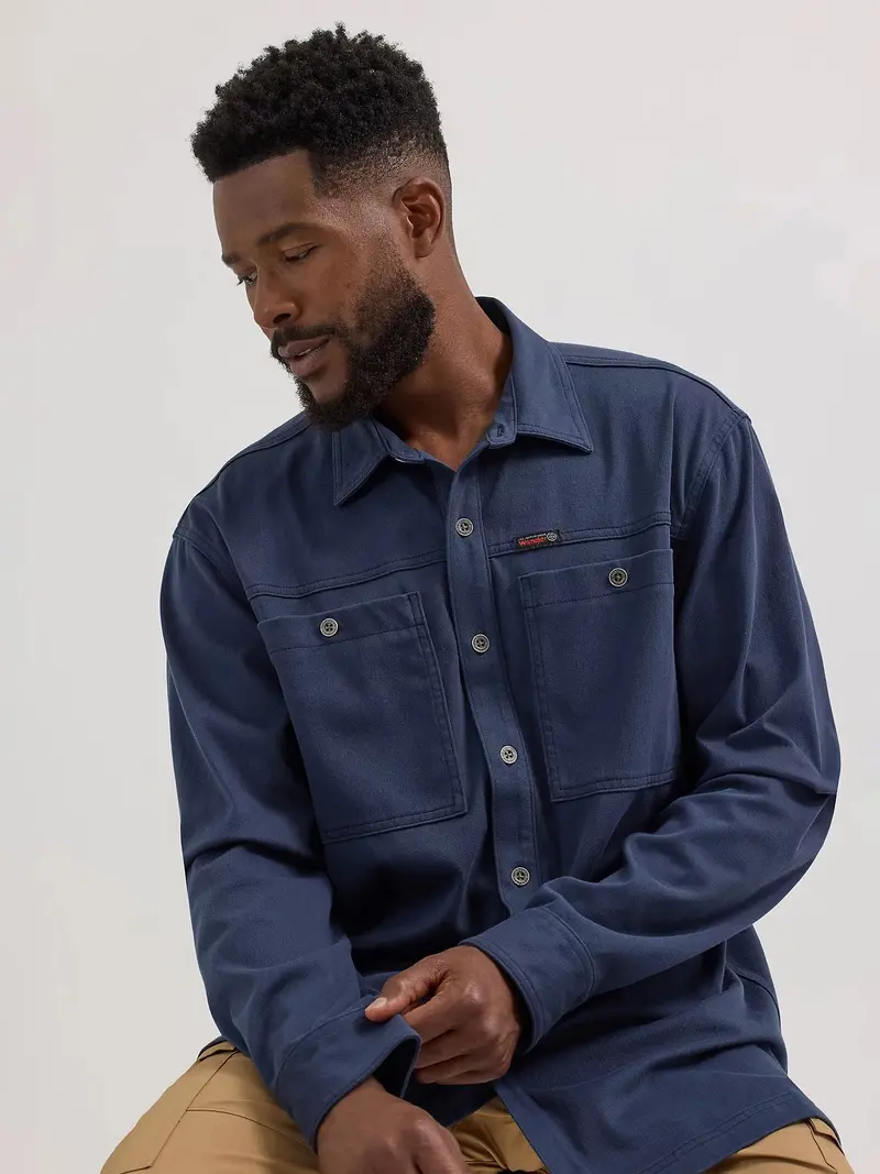Wrangler Atg Men's Knit Button-Down Long Sleeve Work Shirt 2