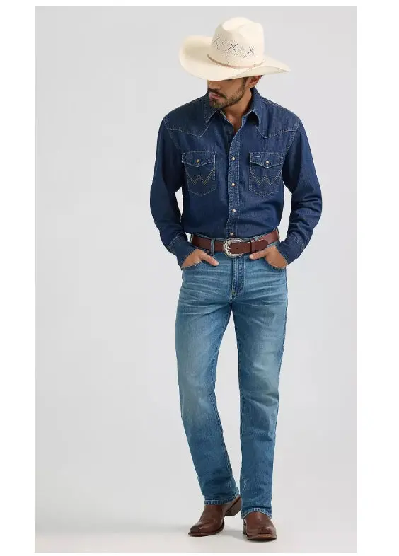 Wrangler Men's Denim Snap-Front Long Sleeve Work Shirt 2