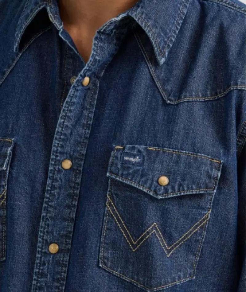 Wrangler Men's Denim Snap-Front Long Sleeve Work Shirt 3