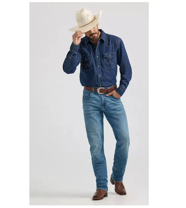 Wrangler Men's Denim Snap-Front Long Sleeve Work Shirt 4