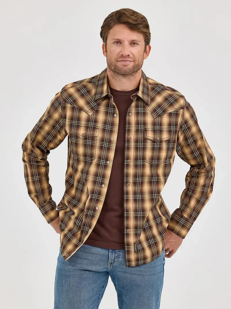 Wrangler Men's Retro® Premium Cotton Snap-Front Long Sleeve Work Shirt 1