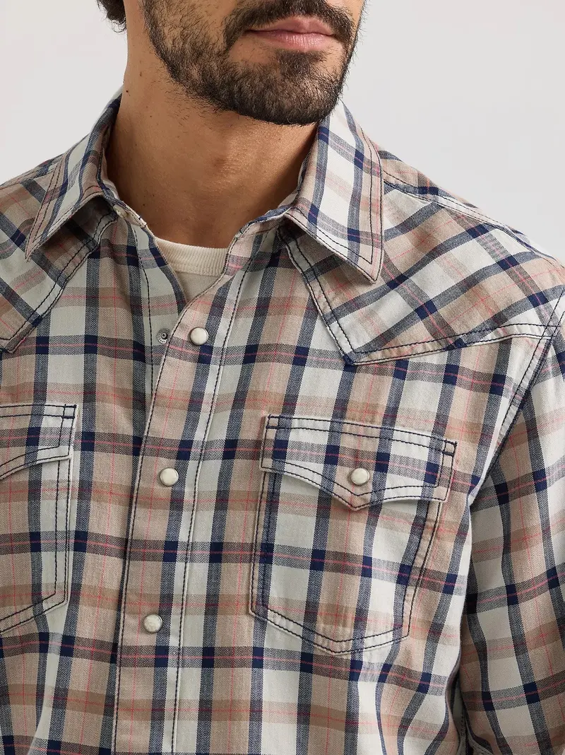 Wrangler Men's Retro® Premium Snap-Up Plaid Long Sleeve Work Shirt 2