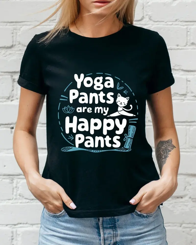 Yoga Pants Are Happy Pants Cotton Tee 3