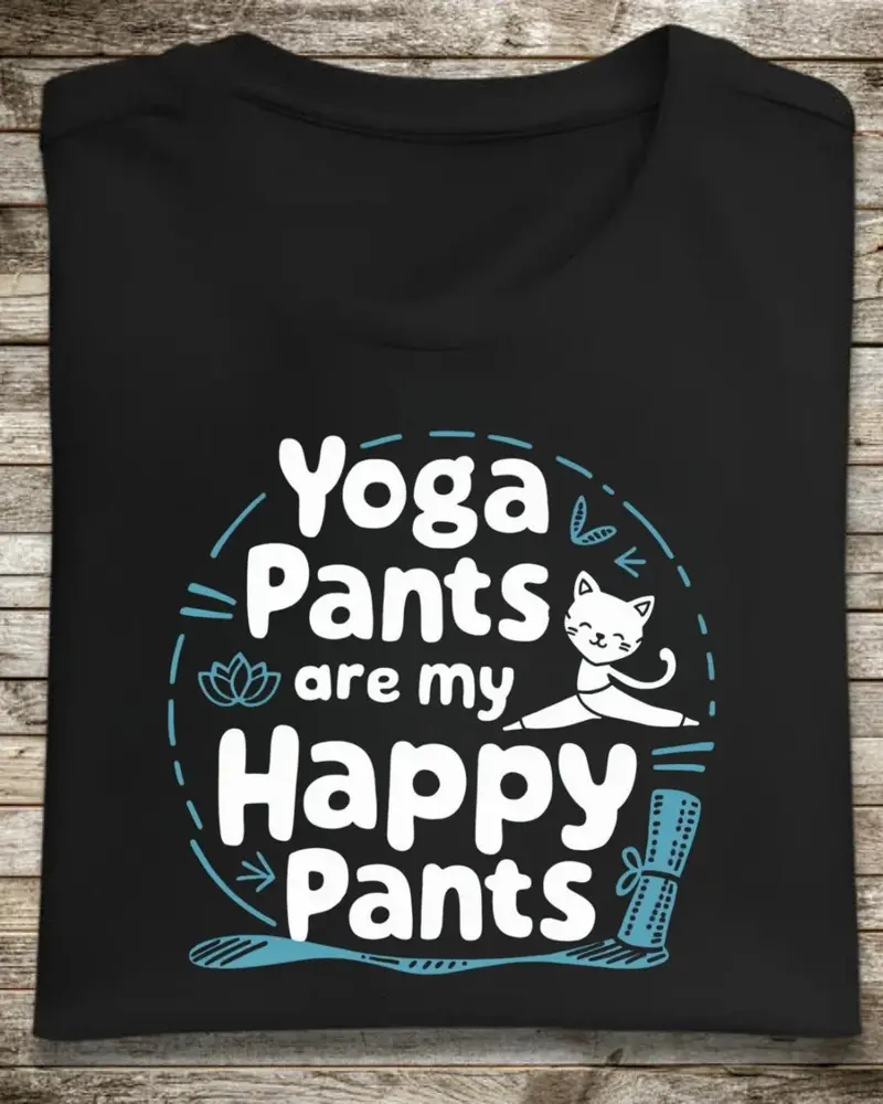 Yoga Pants Are Happy Pants Cotton Tshirt 1