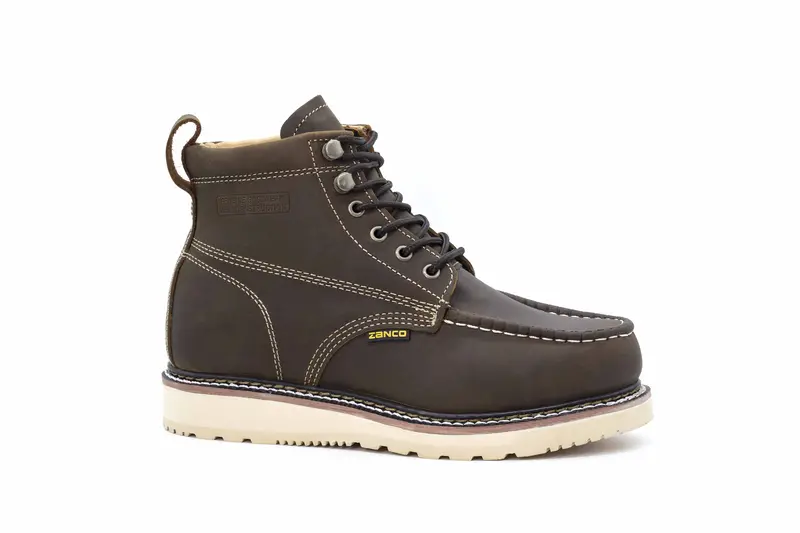 Zanco Brown Moc Toe Wedge Work Boot #7851-02 1