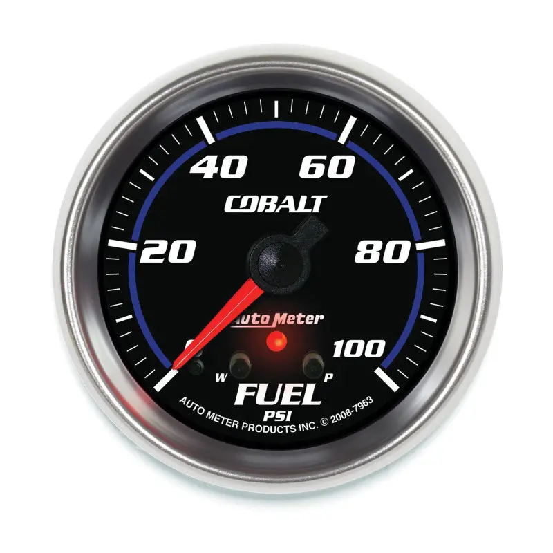 Autometer Cobalt Fuel Pressure Gauge 2-5/8In 100Psi Stepper Motor W/ Peak And Warn 1
