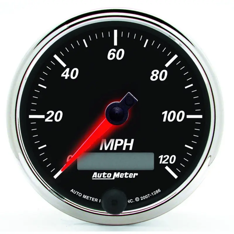 Autometer Designer Black Ii 3-3/8" In-Dash Speedometer (0–120 Mph) With Lcd Odometer 1