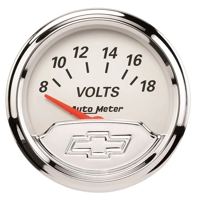 Autometer Vintage-Style Electronic Voltmeter Gauge – 2-Inch Face, 8–18V Range, Short-Sweep Design For Chevy Applications 1