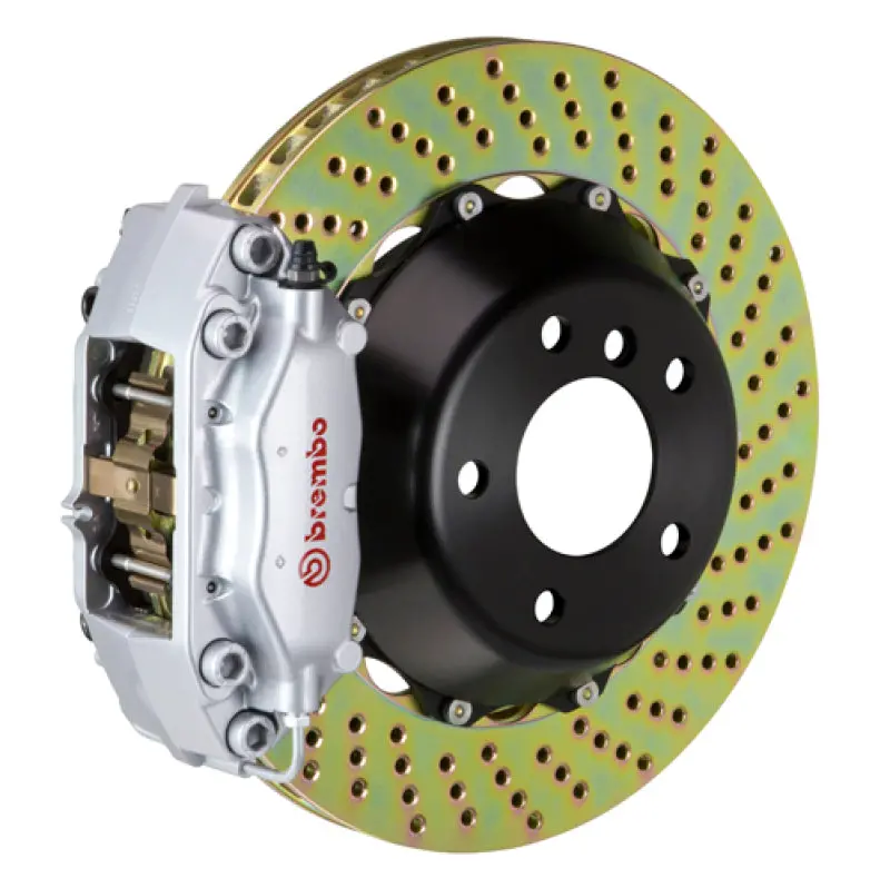 Brembo Gt Big Brake Kit For 2012–2014 Bmw 328I (Excluding Xdrive & M Sport) – Rear, 4-Piston Calipers, 345X28Mm Drilled Two-Piece Rotors, Silver Finish 1