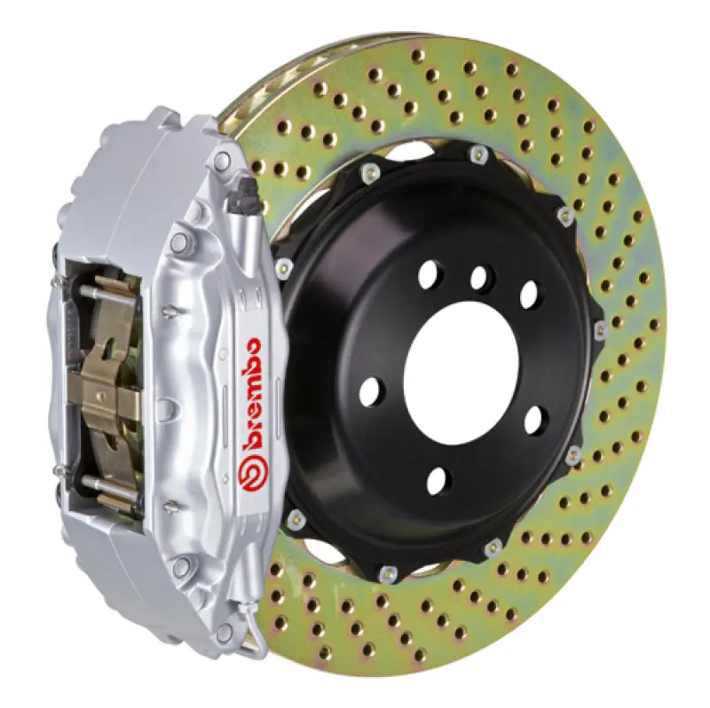 Brembo Gt Front Big Brake Kit For 2006 Bmw 330Xi, 325Xi & 328Xi (2006–2012) – 4-Piston Calipers, 355X32Mm Drilled Two-Piece Rotors, Silver Finish 1
