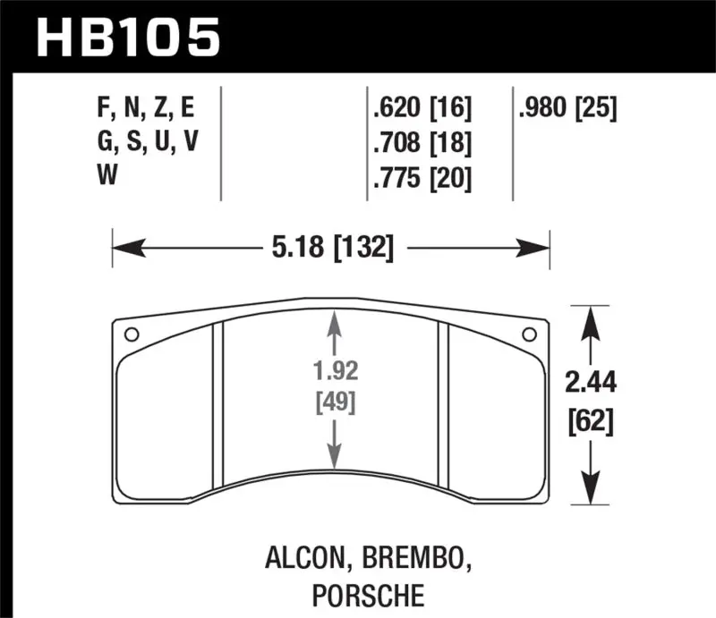 Hawk Dtc-80 Brembo/Alcon 16Mm Race Brake Pads 2