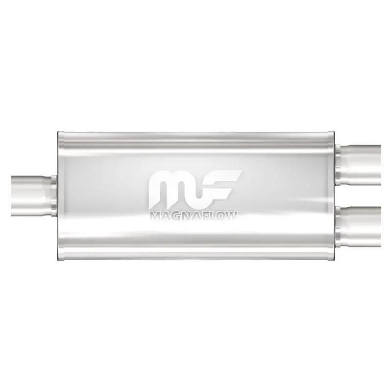 Magnaflow Stainless Steel Muffler – 14" X 5" X 8", Dual 2.5" Inlet/Outlet, Center/Center Configuration 1
