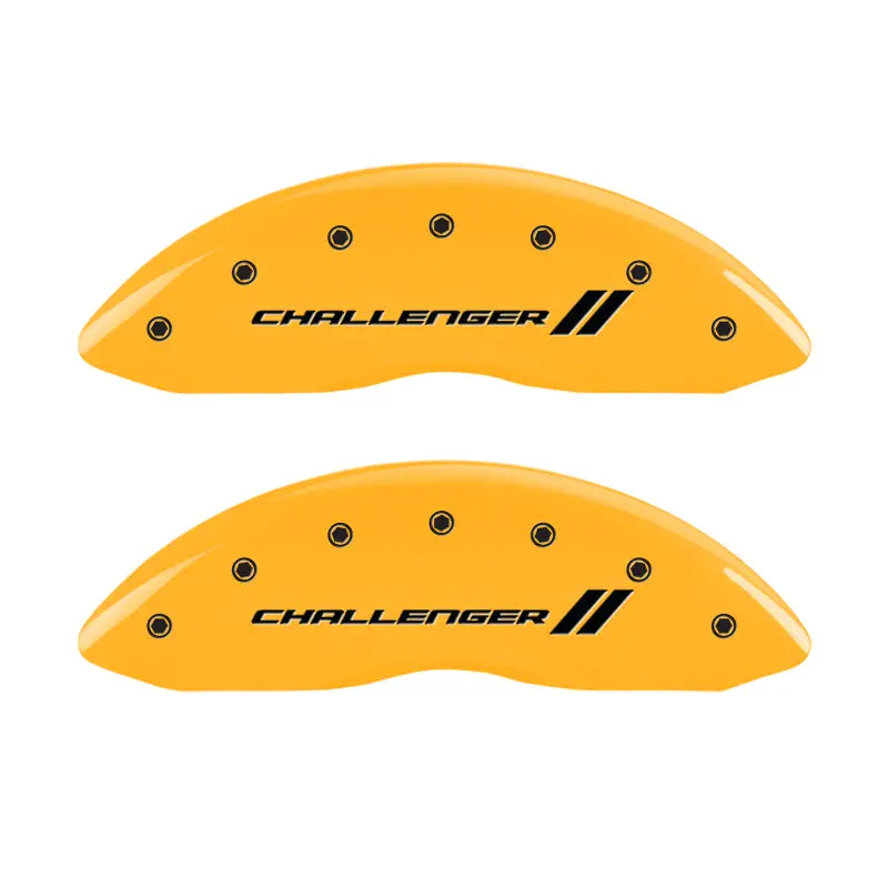 Mgp Engraved 4-Piston Caliper Covers For Dodge Challenger – Yellow/Black Stripe Finish 1